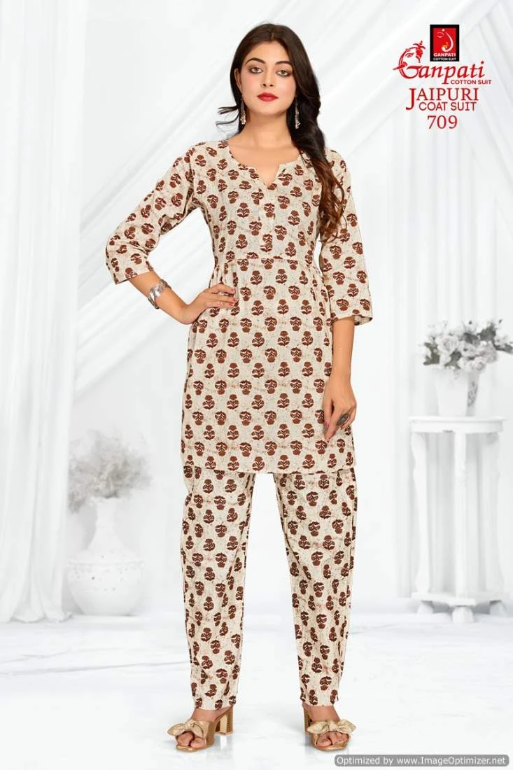 Ganpati Jaipuri Vol 7 Cotton Wholesale Kurti with Pant Catalog — Wholesale Kurtis, Ganpati wholesale from Surat - Gallery Image 6